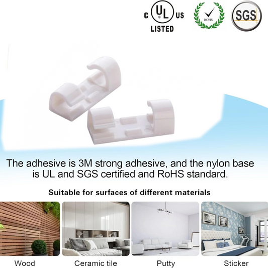 Self-Adhesive Cable Clips β Round Plastic Wire Holder for Cord Management (Pack of 20)